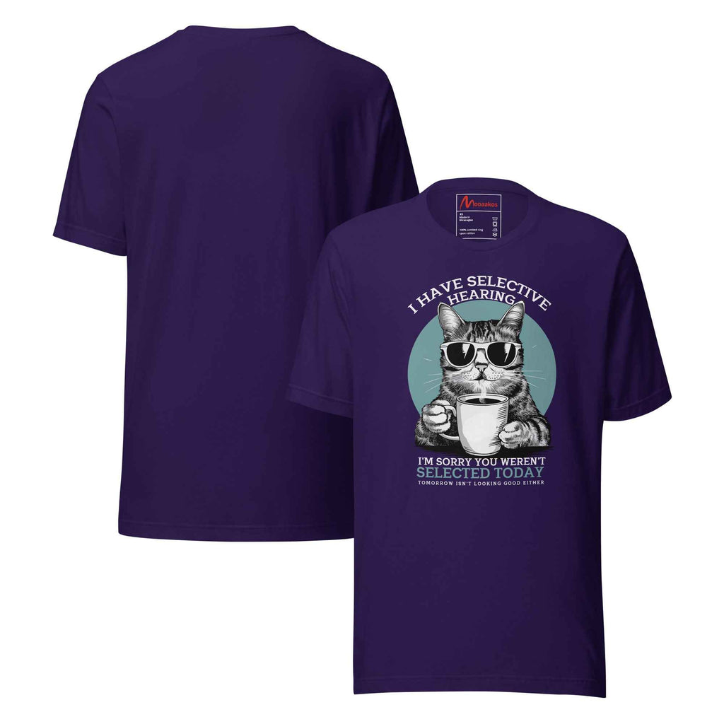Selective Hearing Cat Sarcasm Coffee Funny | Unisex T-Shirt