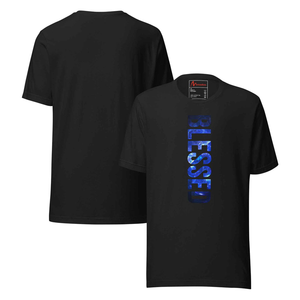 Blessed Vertical Streetwear Blue Abstract Typographic | Unisex T-Shirt