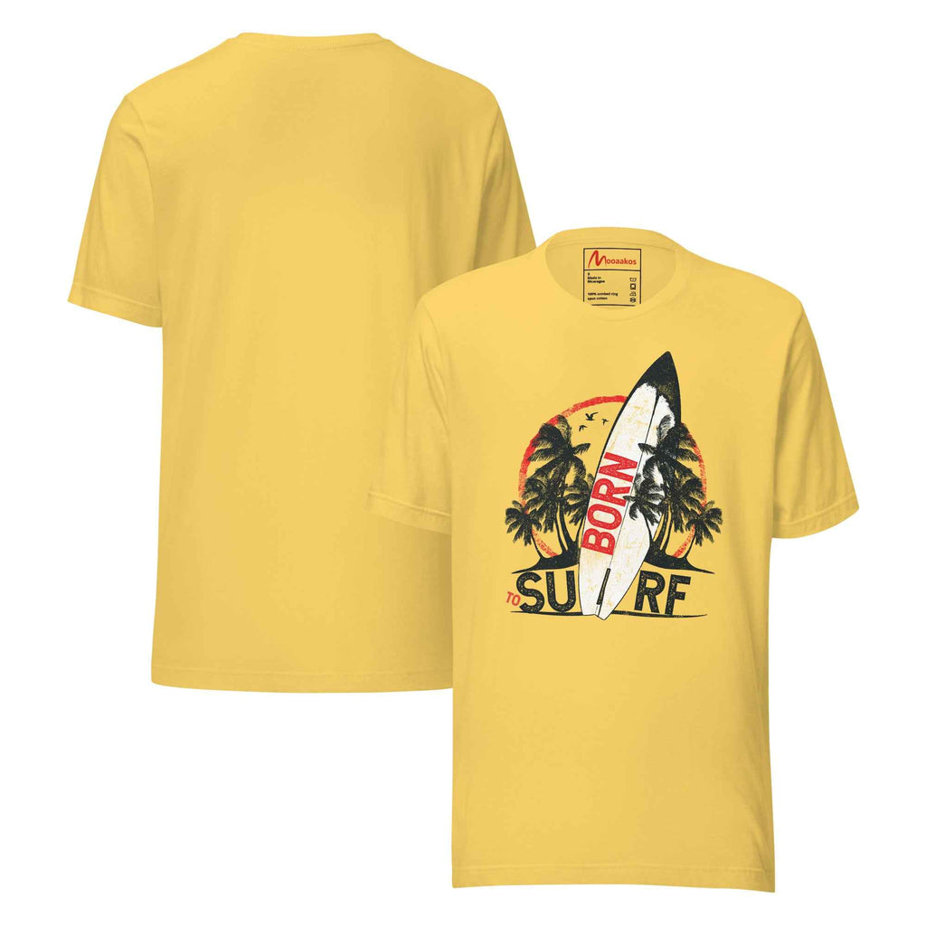 Born To Surf Surfboard Vintage Beach Palm Tree | Unisex T-Shirt