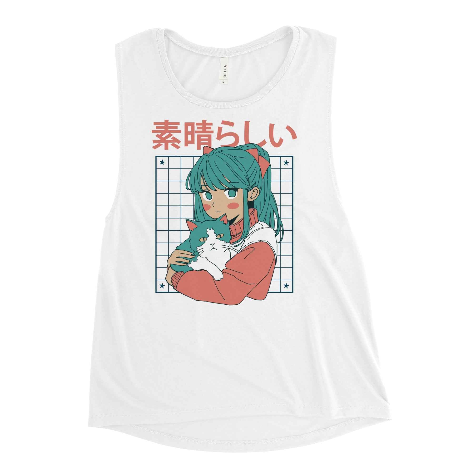 Kawaii Anime Cat Girl Japanese Aesthetic Cute Otaku | Ladies’ Muscle Tank